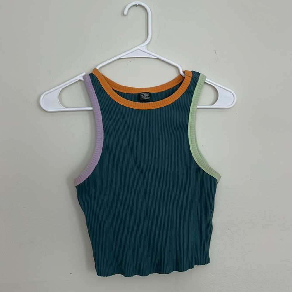 Women’s Wild Fable Tank Top. Green with orange and purple.